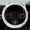thumbnail image 1 of Plush Steering Wheel Cover for Winter Warmth, Soft Polyester with Fun 3D Cat Ear Design, Universal Fit for 13.3-15.3 Inch Wheels, Easy Slip-On Comfort, 1 of 6