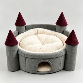Plush Store Castle Cat Bed & Dog Bed, Double-layer Winter Pet Bed, Cozy Sherpa Cushion, Semi-Enclosed Warm Pet Nest for Indoor Cats Small Dogs