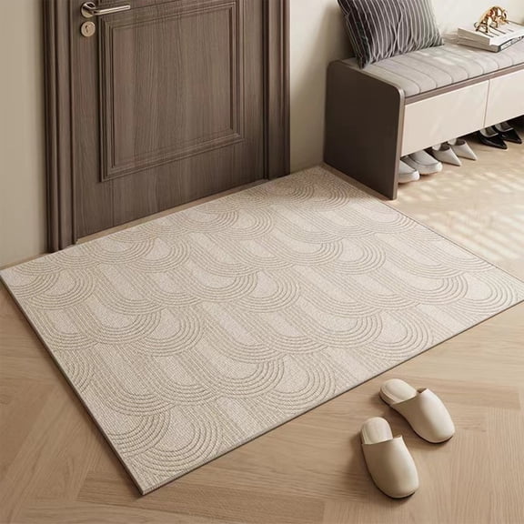 Plush Striped Carpet for Bedroom or Living Room, Comfortable Home Decor Rug with Soft Feel, Beige Color, Size 60x40x1cm, Balcony Accent