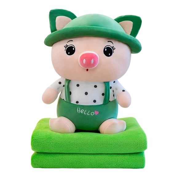 Plush Stuffed Animal & Blanket 2-In-1 Combo, Cartoon Pig Design Soft Toy With Fleece Blanket, Multipurpose Cuddle Pillow For & Teenagers