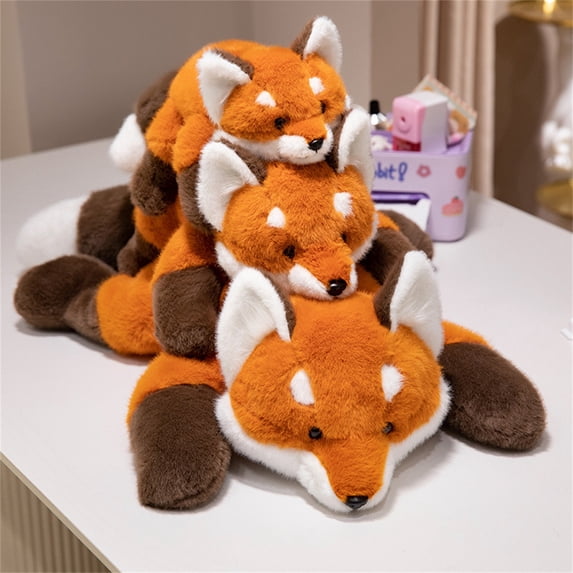 Plush Stuffed Animal Fox Toy Realistic Wildlife Creature Doll Soft Hugging Pillow for Home Decor Birthday Gifts Party Favors, 12 Inch