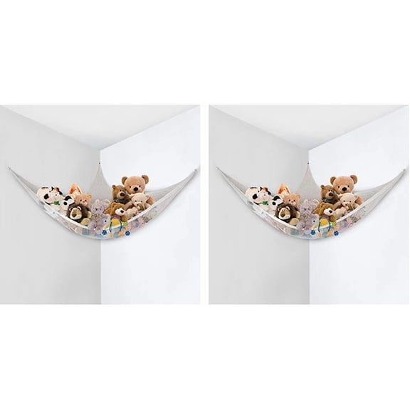 Plush Stuffed Animal Net Hammock -Corner Organizer and Toy Holder - Extra Large Hanging Storage for Kids Bedroom