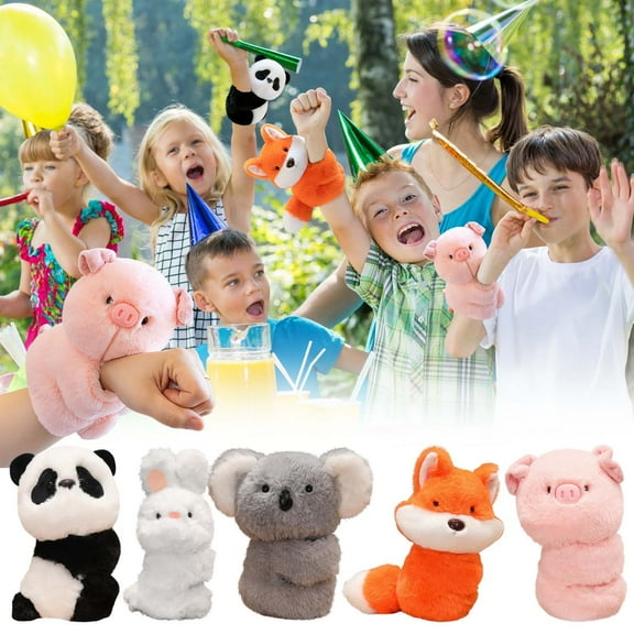 Plush Stuffed Animal Slap Bracelet | Soft Snap Wristband | Cute Forest Animal Design | Plush Snap Bracelet | 7.09 Inch | Fun Accessory for Parties, Gifts, Adults | Single Pack