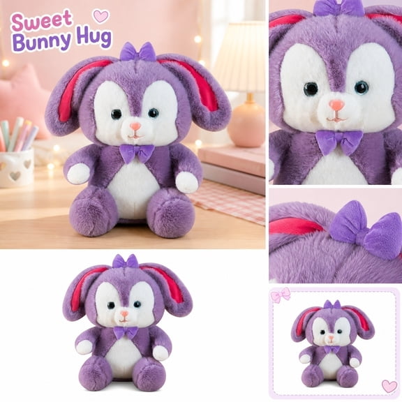 Plush Stuffed Animals, Bunny Stuffed Animal, White Face Plush Pink Nose Plush, Sitting Plushie for Toddlers, Soft Stuffed Rabbit, 10X8 in Fluffy Plush Toys for Student, Suitable