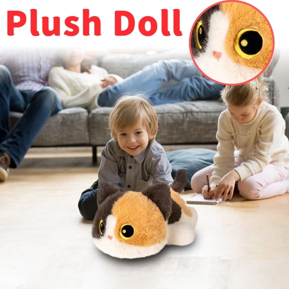 Plush Stuffed Animals, Cute Calico Cat Plush, Floppy Kitten Plush, Plush Cat for Student, Squeeze 9 Inch Stuffed Cat with Premium Fuzzy Fabric, Perfect for Nap Time Snuggles and