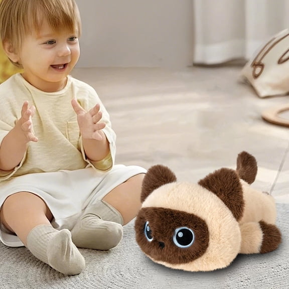 Plush Stuffed Animals, Lying Stuffed Cat, Small Stuffed Animals for Student, Soft Cat Plush, 9 Inch Cute Light Siamese Kitten Plush Doll, Fluffy Snuggly Cuddly Toys for Daily