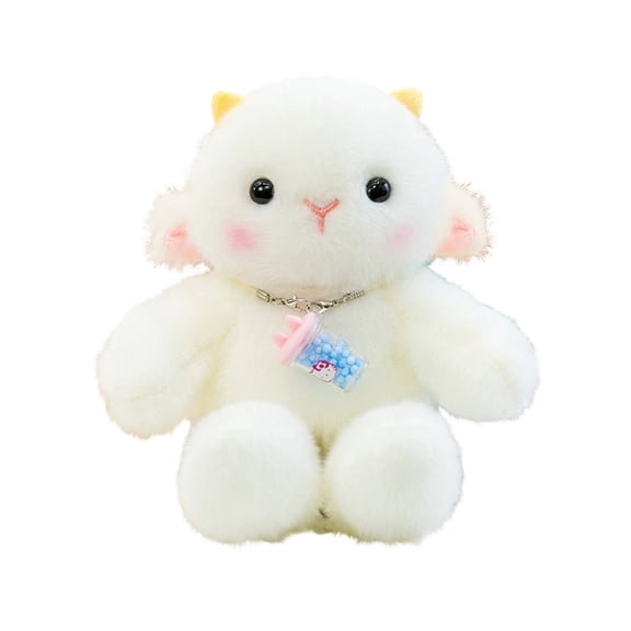Plush Stuffed Animals, Sheep Stuffed Animal, 8 in Fuzzy Figure, Bubble Tea Charm, Decorations for Bedroom, Cream White, 1 Pc