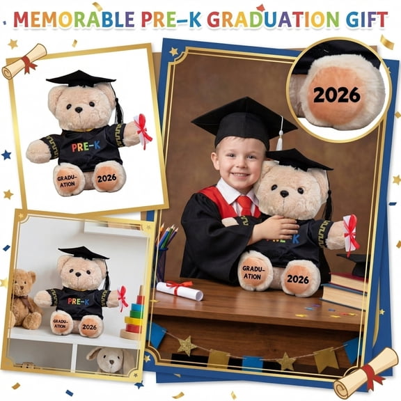 Plush Stuffed Bear, 2026 Pre-K Graduation Commemorative, 1 Piece, Suitable for Graduation Season Souvenir Gift