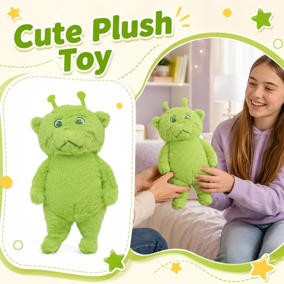 Plush Stuffed Figure, Green Monster Plush, Soft Monster Plush, Monster Bear Plush, Plush, 13X7 Inch Furry Green Alien Themed Snuggle Companion for Daily Use