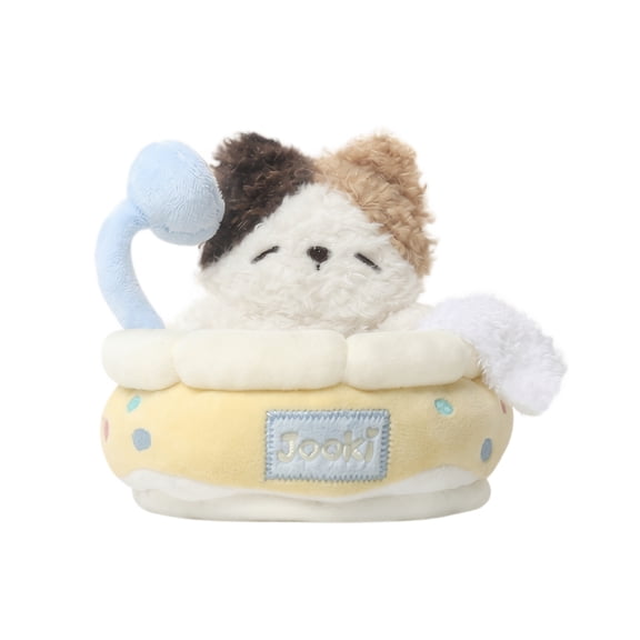 Plush Stuffed Toy, Cute Sleeping Calico Cat Bathtub Design, 1 Piece, Soft Cuddly Stuffed Animal for Kids Snuggling, Home Decoration and Holiday Gift for Toddlers Cat Lovers