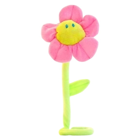 Plush Sunflower Bouquet 18", Bendable Stem Faux Flowers for Kids Room, Wedding Photo Prop, Machine-Washable Velvet Petals, Cheerful Table Centerpiece, A Pink Artificial Plush Sunflower