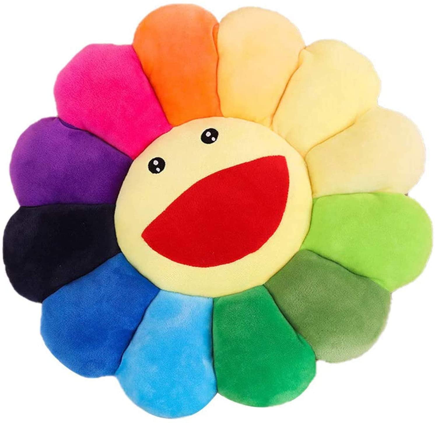 Plush Sunflower Throw Pillow, Smile Face Murakami Flower Floor Pillow