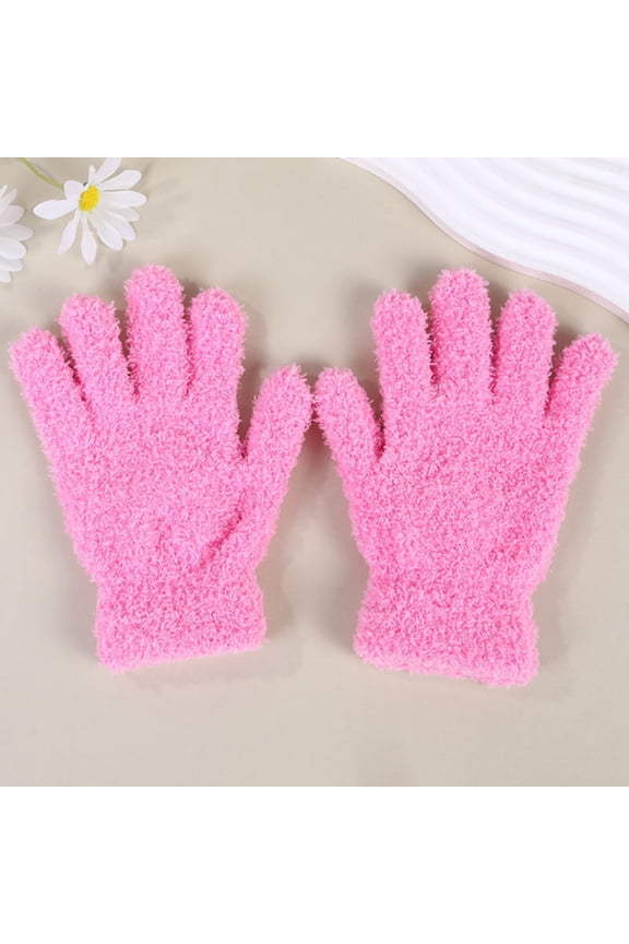 Plush Surface Full Finger Gloves, Soft Fuzzy Thermal Winter Gloves, Warm Five-Finger Design for Student Cycling, Daily Commute and Outdoor Cold Weather Protection Purple