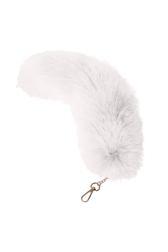 Plush Tail Keychain,Role Play Costume Accessory Keychain for Cosplay Parties White