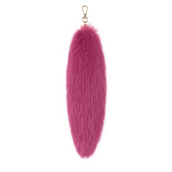 Plush Tail Keychain – Soft Furry Fox Tail Pendant for Backpack, Handbag, Car Keys, Schoolbag Accessories, Cute Gift, Deep Pink