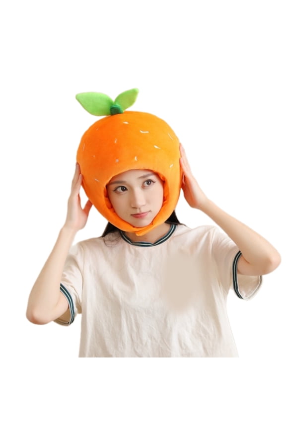 Plush Tangerine Headgear Novel Funny Tangerine Caps Cartoon Fruit Hat Gifts