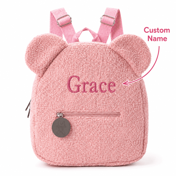 Plush Teddy Bear Backpack with Customizable Name, Soft Fleece Shoulder Bag for Daily Use, Travel, and Personalized Gift