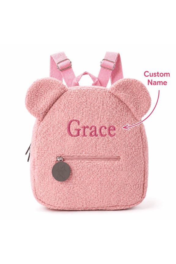 Plush Teddy Bear Backpack with Customizable Name, Soft Fleece Shoulder Bag for Daily Use, Travel, and Personalized Gift