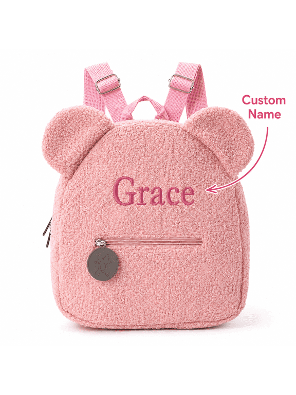 Plush Teddy Bear Backpack with Customizable Name, Soft Fleece Shoulder Bag for Daily Use, Travel, and Personalized Gift