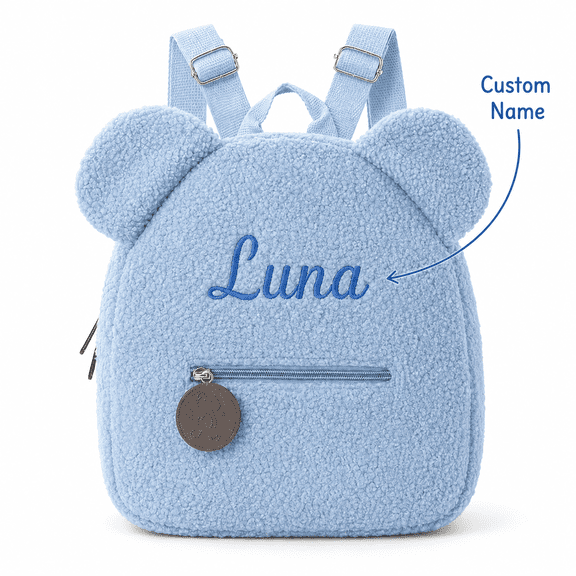 Plush Teddy Bear Backpack with Customizable Name, Soft Fleece Shoulder Bag for Daily Use, Travel, and Personalized Gift