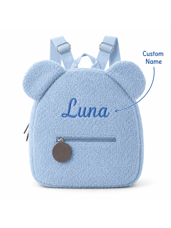 Plush Teddy Bear Backpack with Customizable Name, Soft Fleece Shoulder Bag for Daily Use, Travel, and Personalized Gift