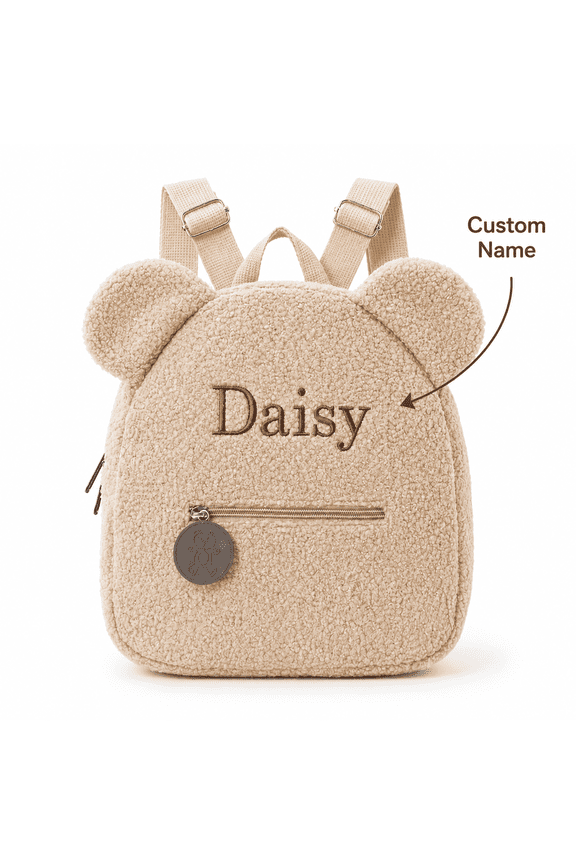 Plush Teddy Bear Backpack with Customizable Name, Soft Fleece Shoulder Bag for Daily Use, Travel, and Personalized Gift