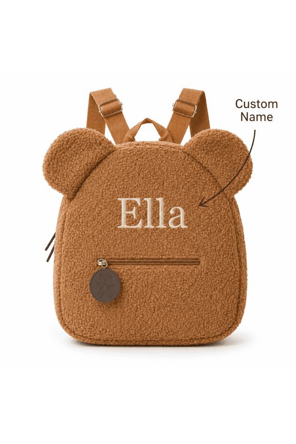 Plush Teddy Bear Backpack with Customizable Name, Soft Fleece Shoulder Bag for Daily Use, Travel, and Personalized Gift