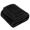 thumbnail image 1 of Plush Textured Waffle Knit 60”L x 50”W Lightweight Reversible Microfiber Sherpa Throw Blanket for Adults, Kids, Pets, Beds, Couches and Loveseats in Midnight Black, 1 of 9