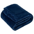 thumbnail image 1 of Plush Textured Waffle Knit 60”L x 50”W Lightweight Reversible Microfiber Sherpa Throw Blanket for Adults, Kids, Pets, Beds, Couches and Loveseats in Navy Blue, 1 of 9