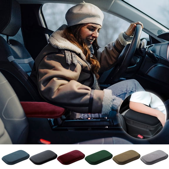 Plush Thickened Car Armrest Pad - Fuzzy Soft Car Interior Central Armrest Box Height Pad, Comfortable Arm Cushion, Universal Fit Car Armrest Cushion for Driver Passenger Use, 8*12in, Black