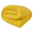 thumbnail image 1 of Plush Throw Blanket, Fluffy Throw Blanket, Chunky Throw Blanket, Warm Throw Blanket, 60X40 Inch Striped Bright Yellow Faux Rabbit Nap Blanket, Lightweight Thickened Fuzzy, 1 of 5