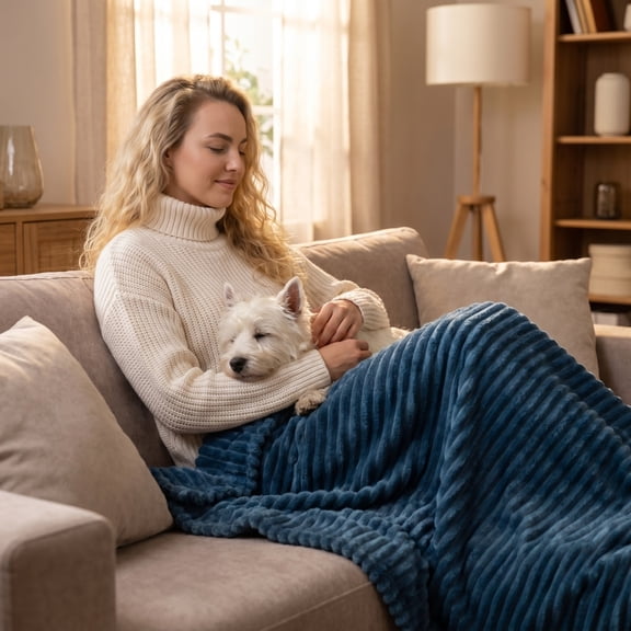 Plush Throw Blanket, Fuzzy Ribbed Faux Throw Blanket, Soft Throw Blankets for Couch 60X40 In, Fluffy Warm Throw Blanket, Thick Reinforced ed Edges, Cozy Nap Coverage for