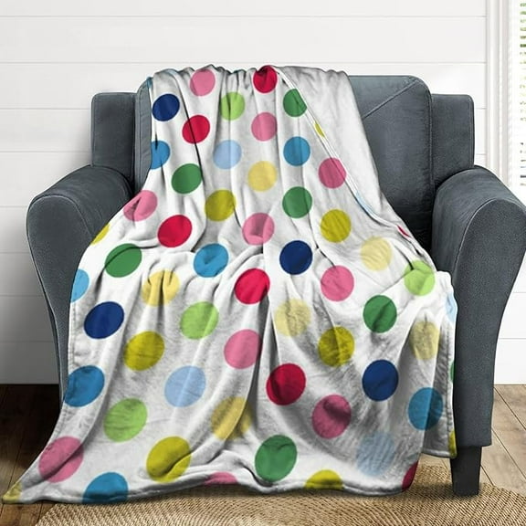Plush Throw Blanket Rainbow Dots Soft Cozy Blanket Flannel Blankets All-Season For Sofa Couch Bed 40" x 50"