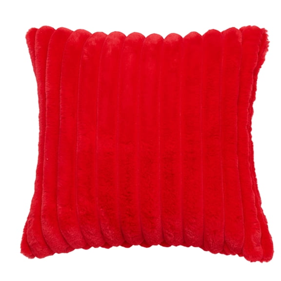 Plush Throw Pillow Cover Square Cushion Cover Soft Ribbed Decorative Pillowcase for Sofa Couch Bed Chair Living Room