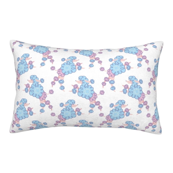 Plush Throw Pillow Covers, Abstract Cute Poodle Dog Blue Pillow Cases with Invisible Zipper, Breathable Microfiber Pillow Cases Standard Size for Sleeping Bedroom Sofa Living Room 16x24