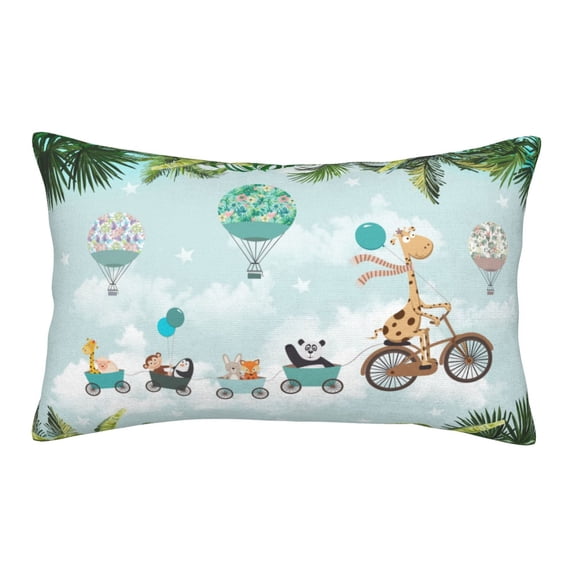 Plush Throw Pillow Covers, Animals Riding Across The Sky Pillow Cases with Invisible Zipper, Breathable Microfiber Pillow Cases Standard Size for Sleeping Bedroom Sofa Living Room 16x24