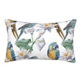 thumbnail image 1 of Plush Throw Pillow Covers, Artistic Cute Parrot Flower Pillow Cases with Invisible Zipper, Breathable Microfiber Pillow Cases Standard Size for Sleeping Bedroom Sofa Living Room 20x30, 1 of 5
