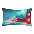 thumbnail image 1 of Plush Throw Pillow Covers, Aurora Borealis Village Pillow Cases with Invisible Zipper, Breathable Microfiber Pillow Cases Standard Size for Sleeping Bedroom Sofa Living Room 16x24, 1 of 5