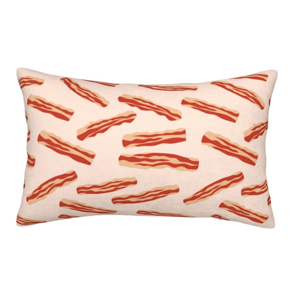 Plush Throw Pillow Covers, Bacon Print No.909 Pillow Cases with Invisible Zipper, Breathable Microfiber Pillow Cases Standard Size for Sleeping Bedroom Sofa Living Room 16x24