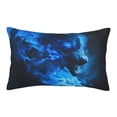 thumbnail image 1 of Plush Throw Pillow Covers, Blue Fire Cool Wolf Pillow Cases with Invisible Zipper, Breathable Microfiber Pillow Cases Standard Size for Sleeping Bedroom Sofa Living Room 20x30, 1 of 5