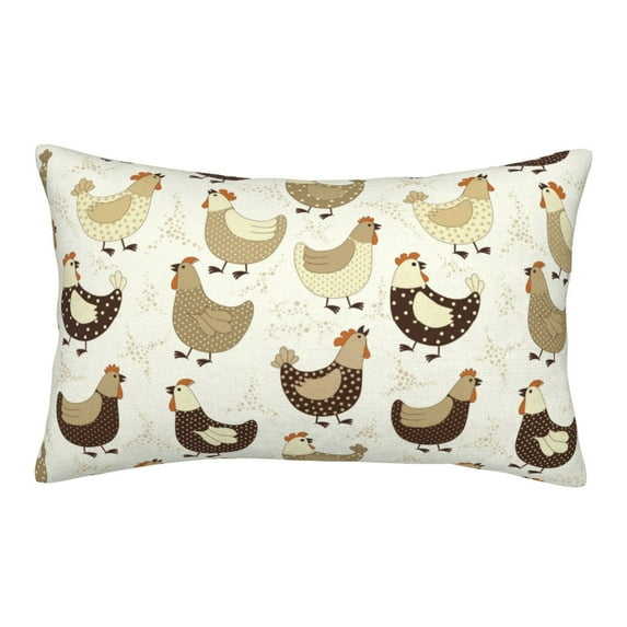 Plush Throw Pillow Covers, Chicken Cartoon Pillow Cases with Invisible Zipper, Breathable Microfiber Pillow Cases Standard Size for Sleeping Bedroom Sofa Living Room 16x24