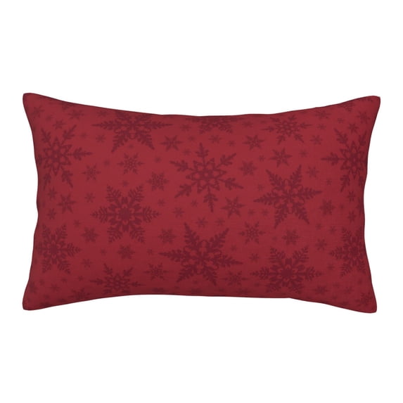 Plush Throw Pillow Covers, Christmas Red Snowflakes Pillow Cases with Invisible Zipper, Breathable Microfiber Pillow Cases Standard Size for Sleeping Bedroom Sofa Living Room 14x20