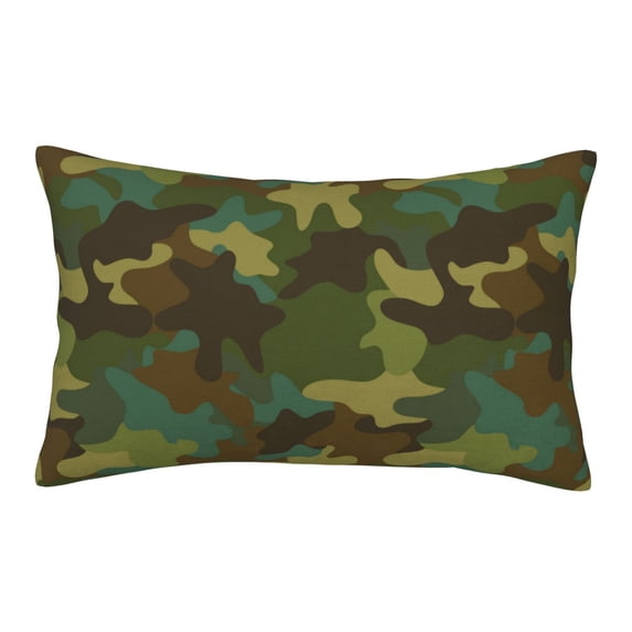 Plush Throw Pillow Covers, Classic Green Camouflage Pillow Cases with Invisible Zipper, Breathable Microfiber Pillow Cases Standard Size for Sleeping Bedroom Sofa Living Room 14x20