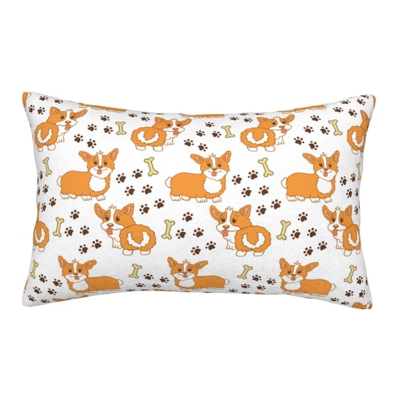 Plush Throw Pillow Covers, Cute Corgi Dog Funny_E Pillow Cases with Invisible Zipper, Breathable Microfiber Pillow Cases Standard Size for Sleeping Bedroom Sofa Living Room 20x30