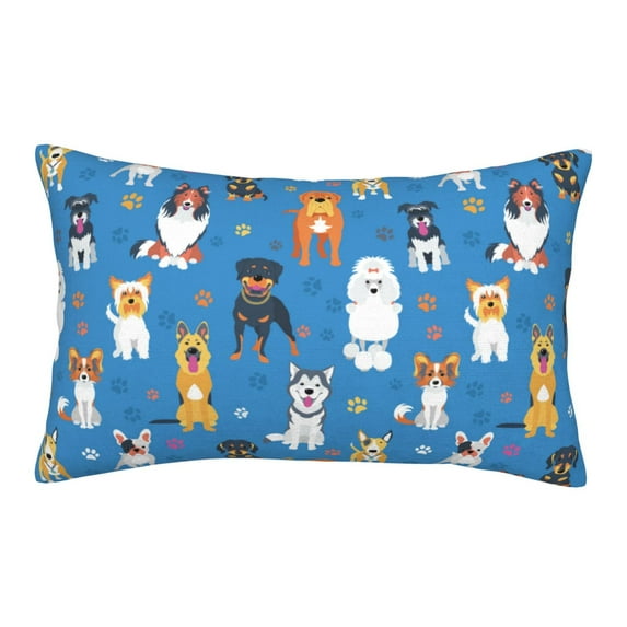 Plush Throw Pillow Covers, Cute Dog Puppy colorful Pillow Cases with Invisible Zipper, Breathable Microfiber Pillow Cases Standard Size for Sleeping Bedroom Sofa Living Room 14x20