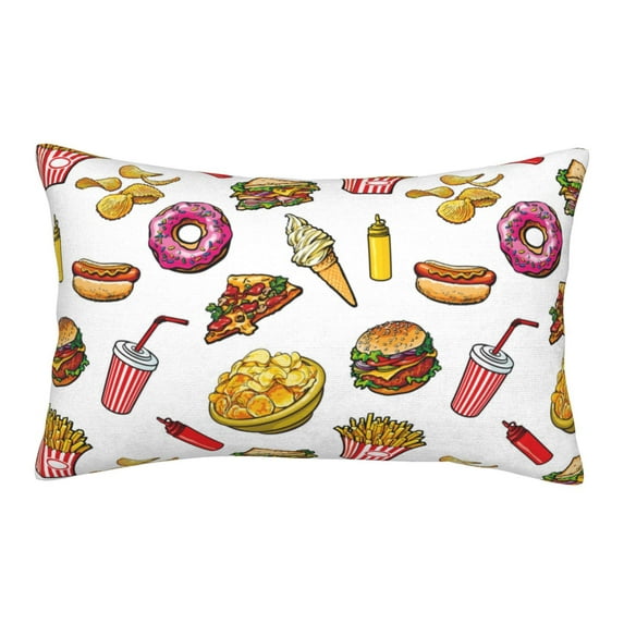 Plush Throw Pillow Covers, Cute Food Ketchup Potato Chips Pillow Cases with Invisible Zipper, Breathable Microfiber Pillow Cases Standard Size for Sleeping Bedroom Sofa Living Room 14x20