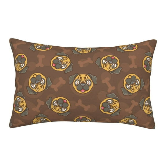 Plush Throw Pillow Covers, Cute French Bulldog Brown Pillow Cases with Invisible Zipper, Breathable Microfiber Pillow Cases Standard Size for Sleeping Bedroom Sofa Living Room 14x20