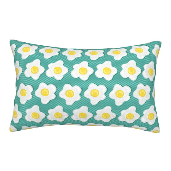 Plush Throw Pillow Covers, Cute Fried Egg Pine Green Pillow Cases with Invisible Zipper, Breathable Microfiber Pillow Cases Standard Size for Sleeping Bedroom Sofa Living Room 16x24