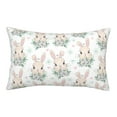 thumbnail image 1 of Plush Throw Pillow Covers, Cute Rabbit White Flower Pillow Cases with Invisible Zipper, Breathable Microfiber Pillow Cases Standard Size for Sleeping Bedroom Sofa Living Room 14x20, 1 of 5