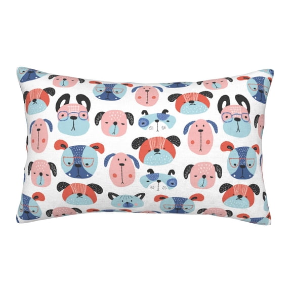 Plush Throw Pillow Covers, Dog colorful Pillow Cases with Invisible Zipper, Breathable Microfiber Pillow Cases Standard Size for Sleeping Bedroom Sofa Living Room 16x24